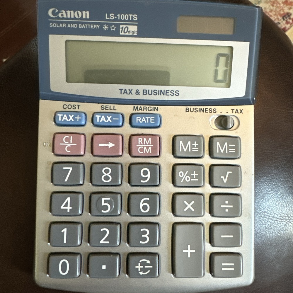 Canon LS-100TS 10 Digit Tax Business Calculator Solar and Battery Powered